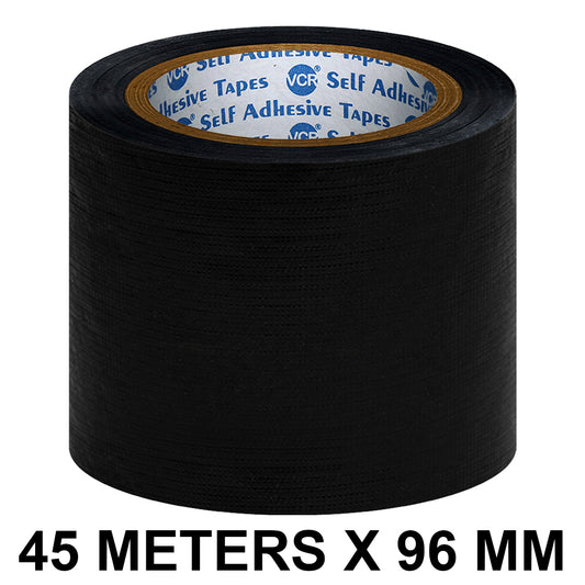 VCR Black Duct Tape - 45 Meters in Length 96mm / 4" Width - Strong Book Binding Tape - Waterproof Heavy Duty Duct Tape