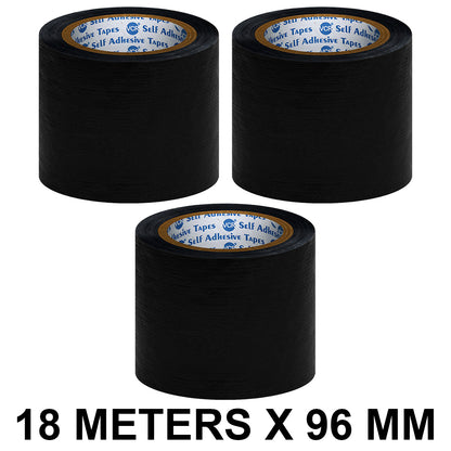 VCR Black Duct Tape - 18 Meters in Length 96mm / 4" Width - Strong Book Binding Tape - Waterproof Heavy Duty Duct Tape