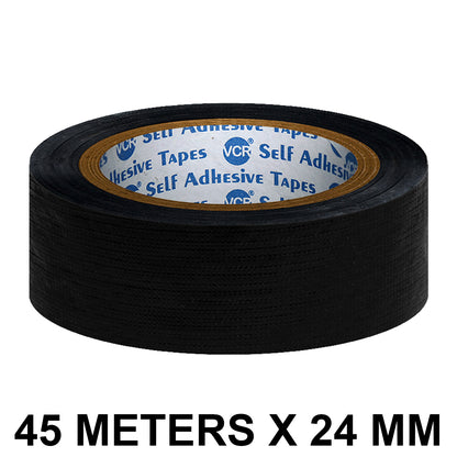 VCR Black Duct Tape - 45 Meters in Length 24mm / 1" Width - Strong Book Binding Tape - Waterproof Heavy Duty Duct Tape