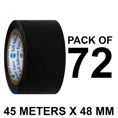 VCR Black Duct Tape - 45 Meters in Length 48mm / 2" Width - Strong Book Binding Tape - Waterproof Heavy Duty Duct Tape