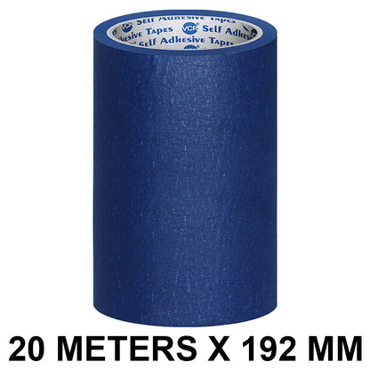 VCR Blue Masking Tape - 20 Meters in Length 192mm / 08" Width - Easy Tear Tape, Best for Carpenter, Labelling, Painting and leaves no residue after a peel.