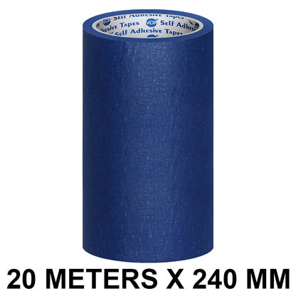 VCR Blue Masking Tape - 20 Meters in Length 240mm / 10" Width - Easy Tear Tape, Best for Carpenter, Labelling, Painting and leaves no residue after a peel.