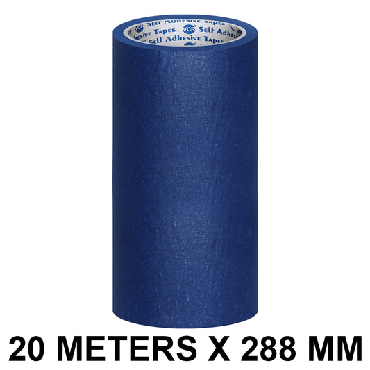 VCR Blue Masking Tape - 20 Meters in Length 288mm / 12" Width - Easy Tear Tape, Best for Carpenter, Labelling, Painting and leaves no residue after a peel.