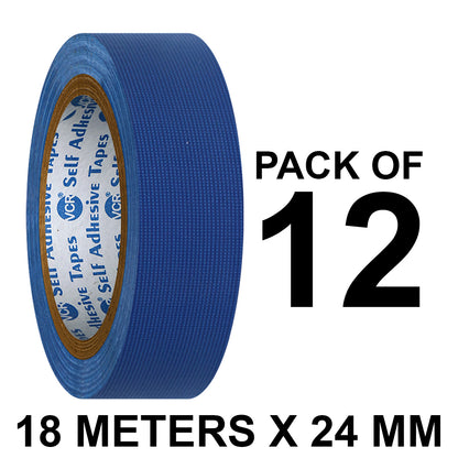 VCR Blue Duct Tape - 18 Meters in Length 24mm / 1" Width - Strong Book Binding Tape - Waterproof Heavy Duty Duct Tape