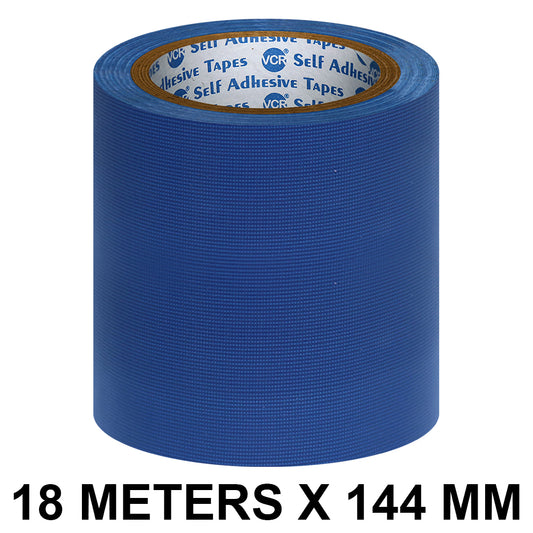 VCR Blue Duct Tape - 18 Meters in Length 144mm / 6" Width - Strong Book Binding Tape - Waterproof Heavy Duty Duct Tape