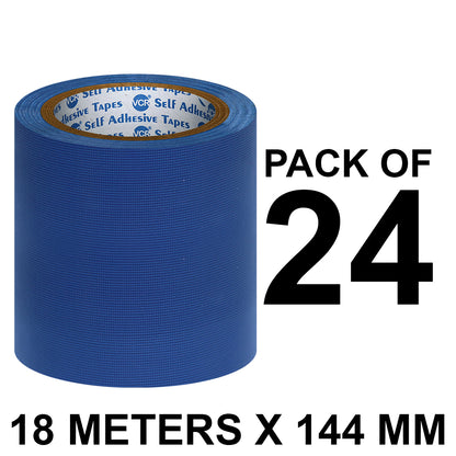 VCR Blue Duct Tape - 18 Meters in Length 144mm / 6" Width - Strong Book Binding Tape - Waterproof Heavy Duty Duct Tape