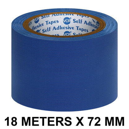 VCR Blue Duct Tape - 18 Meters in Length 72mm / 3" Width - Strong Book Binding Tape - Waterproof Heavy Duty Duct Tape