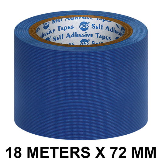 VCR Blue Duct Tape - 18 Meters in Length 72mm / 3" Width - Strong Book Binding Tape - Waterproof Heavy Duty Duct Tape