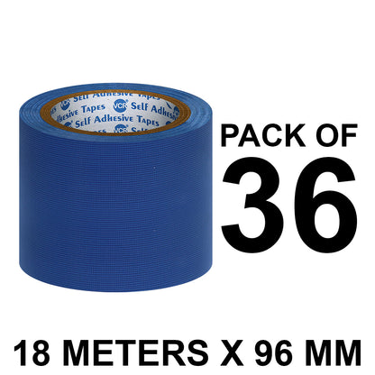 VCR Blue Duct Tape - 18 Meters in Length 96mm / 4" Width - Strong Book Binding Tape - Waterproof Heavy Duty Duct Tape