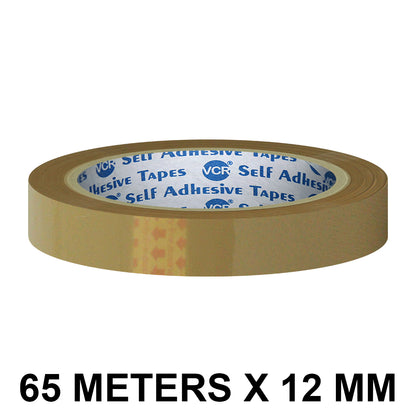 VCR Self Adhesive Brown Cello Tape - 12mm / 0.5" Width - BOPP Industrial Packaging Tape for E-Commerce Box Packing, Office and Home use