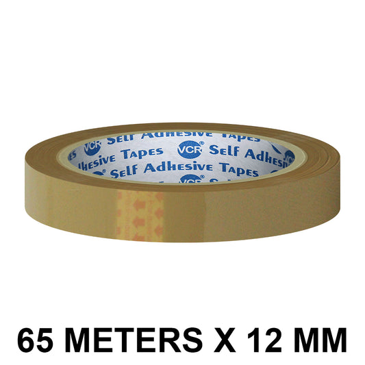VCR Self Adhesive Brown Cello Tape - 12mm / 0.5" Width - BOPP Industrial Packaging Tape for E-Commerce Box Packing, Office and Home use