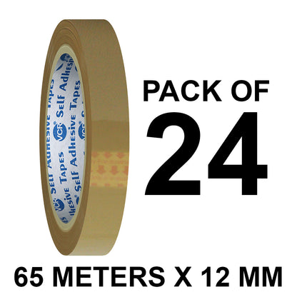 VCR Self Adhesive Brown Cello Tape - 12mm / 0.5" Width - BOPP Industrial Packaging Tape for E-Commerce Box Packing, Office and Home use