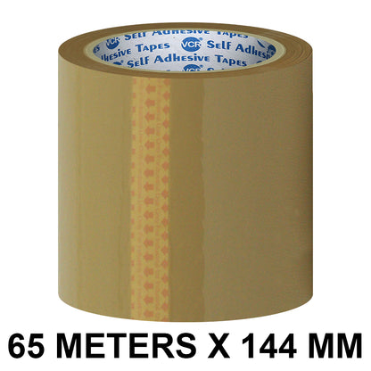 VCR Self Adhesive Brown Cello Tape - 144mm / 6" Width - BOPP Industrial Packaging Tape for E-Commerce Box Packing, Office and Home use