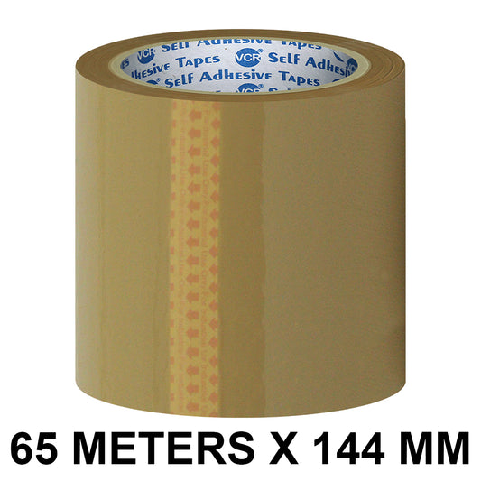VCR Self Adhesive Brown Cello Tape - 144mm / 6" Width - BOPP Industrial Packaging Tape for E-Commerce Box Packing, Office and Home use