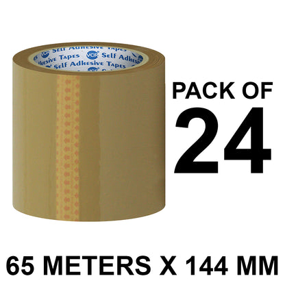VCR Self Adhesive Brown Cello Tape - 144mm / 6" Width - BOPP Industrial Packaging Tape for E-Commerce Box Packing, Office and Home use