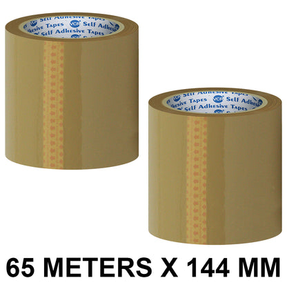 VCR Self Adhesive Brown Cello Tape - 144mm / 6" Width - BOPP Industrial Packaging Tape for E-Commerce Box Packing, Office and Home use