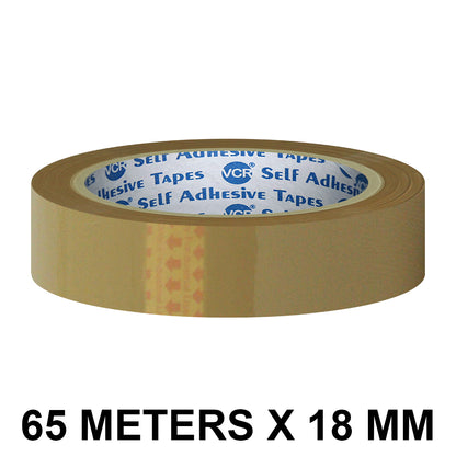 VCR Self Adhesive Brown Cello Tape - 18mm / 0.75" Width - BOPP Industrial Packaging Tape for E-Commerce Box Packing, Office and Home use