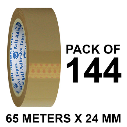 VCR Self Adhesive Brown Cello Tape - 24mm / 1" Width BOPP Industrial Packaging Tape for E-Commerce Box Packing, Office and Home use