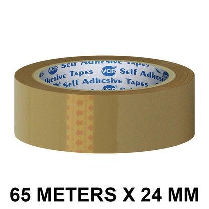 VCR Self Adhesive Brown Cello Tape - 24mm / 1" Width BOPP Industrial Packaging Tape for E-Commerce Box Packing, Office and Home use