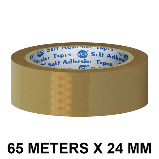 VCR Self Adhesive Brown Cello Tape - 24mm / 1" Width BOPP Industrial Packaging Tape for E-Commerce Box Packing, Office and Home use