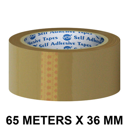 VCR Self Adhesive Brown Cello Tape - 36mm / 1.5" Width - BOPP Industrial Packaging Tape for E-Commerce Box Packing, Office and Home use