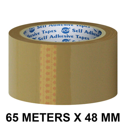 VCR Self Adhesive Brown Cello Tape - 48mm / 2" Width - BOPP Industrial Packaging Tape for E-Commerce Box Packing, Office and Home use