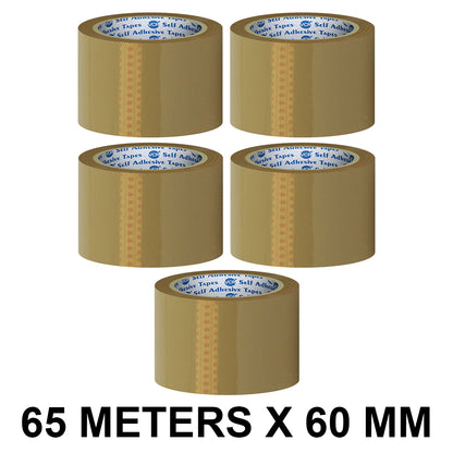 VCR Self Adhesive Brown Cello Tape - 60mm / 2.5" Width - BOPP Industrial Packaging Tape for E-Commerce Box Packing, Office and Home use