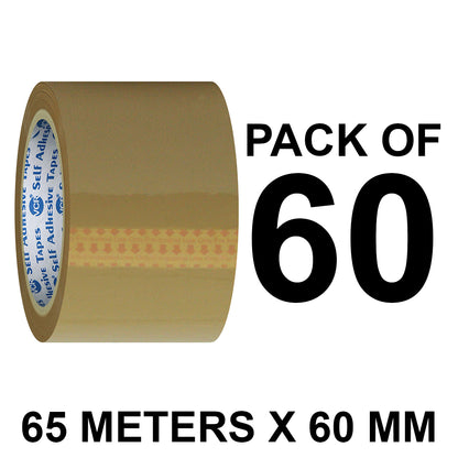 VCR Self Adhesive Brown Cello Tape - 60mm / 2.5" Width - BOPP Industrial Packaging Tape for E-Commerce Box Packing, Office and Home use