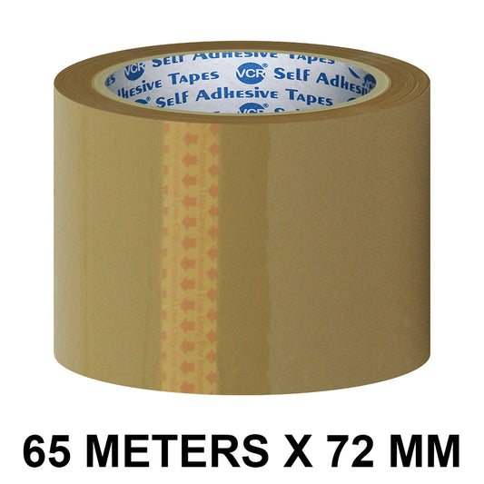 VCR Self Adhesive Brown Cello Tape - 72mm / 3" Width - BOPP Industrial Packaging Tape for E-Commerce Box Packing, Office and Home use