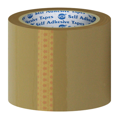 VCR Self Adhesive Brown Cello Tape - 96mm / 4" Width - BOPP Industrial Packaging Tape for E-Commerce Box Packing, Office and Home use