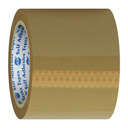 VCR Self Adhesive Brown Cello Tape - 96mm / 4" Width - BOPP Industrial Packaging Tape for E-Commerce Box Packing, Office and Home use