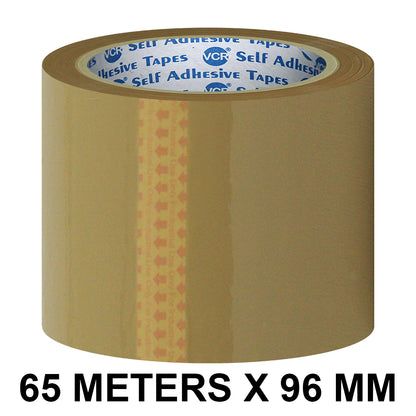 VCR Self Adhesive Brown Cello Tape - 96mm / 4" Width - BOPP Industrial Packaging Tape for E-Commerce Box Packing, Office and Home use