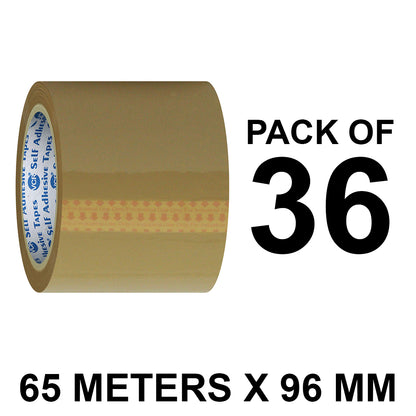 VCR Self Adhesive Brown Cello Tape - 96mm / 4" Width - BOPP Industrial Packaging Tape for E-Commerce Box Packing, Office and Home use