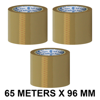VCR Self Adhesive Brown Cello Tape - 96mm / 4" Width - BOPP Industrial Packaging Tape for E-Commerce Box Packing, Office and Home use
