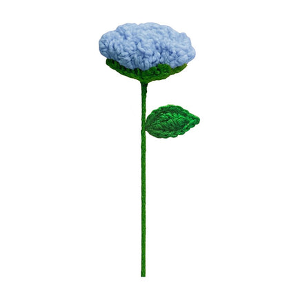 VCR Handmade Crochet Blue Rose - Pack of 1 - Hand Woven Knitted Artificial Blue Rose Hand Knitted Flower for office Desk, Table, Car, Bedroom, Wedding & Special Occasions