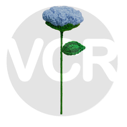 VCR Handmade Crochet Blue Rose - Pack of 1 - Hand Woven Knitted Artificial Blue Rose Hand Knitted Flower for office Desk, Table, Car, Bedroom, Wedding & Special Occasions