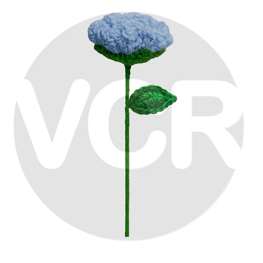 VCR Handmade Crochet Blue Rose - Pack of 1 - Hand Woven Knitted Artificial Blue Rose Hand Knitted Flower for office Desk, Table, Car, Bedroom, Wedding & Special Occasions
