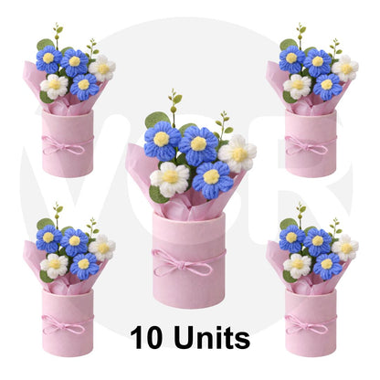 VCR Handmade Light Purple Crochet Bouquet- Hand Woven Knitted Artificial Hand Knitted Bouquet Flower for office Desk, Table, Car, Bedroom, Wedding & Special Occasions
