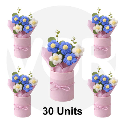 VCR Handmade Light Purple Crochet Bouquet- Hand Woven Knitted Artificial Hand Knitted Bouquet Flower for office Desk, Table, Car, Bedroom, Wedding & Special Occasions
