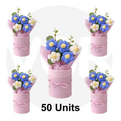 VCR Handmade Light Purple Crochet Bouquet- Hand Woven Knitted Artificial Hand Knitted Bouquet Flower for office Desk, Table, Car, Bedroom, Wedding & Special Occasions