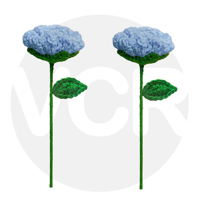VCR Handmade Crochet Blue Rose - Pack of 1 - Hand Woven Knitted Artificial Blue Rose Hand Knitted Flower for office Desk, Table, Car, Bedroom, Wedding & Special Occasions