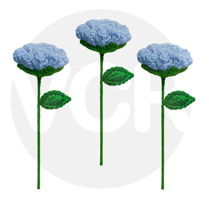 VCR Handmade Crochet Blue Rose - Pack of 1 - Hand Woven Knitted Artificial Blue Rose Hand Knitted Flower for office Desk, Table, Car, Bedroom, Wedding & Special Occasions