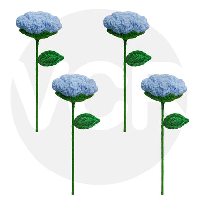 VCR Handmade Crochet Blue Rose - Pack of 1 - Hand Woven Knitted Artificial Blue Rose Hand Knitted Flower for office Desk, Table, Car, Bedroom, Wedding & Special Occasions