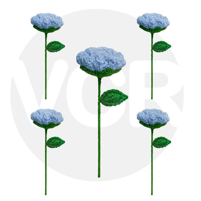 VCR Handmade Crochet Blue Rose - Pack of 1 - Hand Woven Knitted Artificial Blue Rose Hand Knitted Flower for office Desk, Table, Car, Bedroom, Wedding & Special Occasions