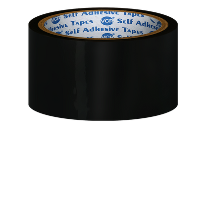 VCR Black Color Tape - 50 Meters in Length - 48mm / 2" Width - BOPP Self Adhesive Tape for Arts and Craft use, Box Packing, Office and Home use