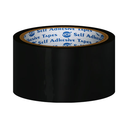 VCR Black Color Tape - 50 Meters in Length - 48mm / 2" Width - BOPP Self Adhesive Tape for Arts and Craft use, Box Packing, Office and Home use
