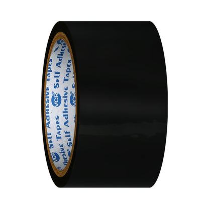 VCR Black Color Tape - 50 Meters in Length - 48mm / 2" Width - BOPP Self Adhesive Tape for Arts and Craft use, Box Packing, Office and Home use