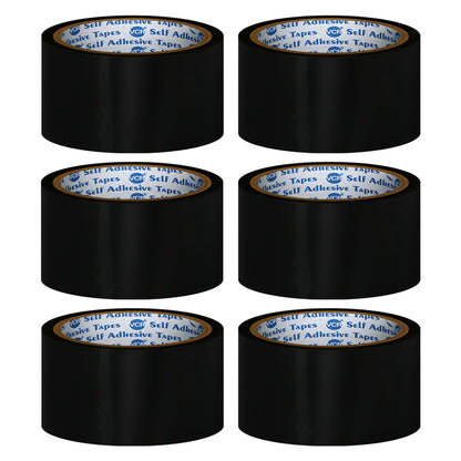 VCR Black Color Tape - 50 Meters in Length - 48mm / 2" Width - BOPP Self Adhesive Tape for Arts and Craft use, Box Packing, Office and Home use