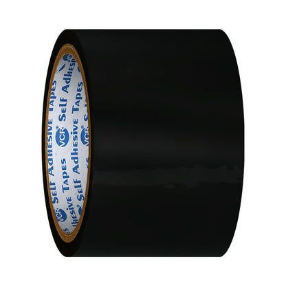 VCR Black Color Tape - 50 Meters in Length - 60mm / 2.5" Width - BOPP Self Adhesive Tape for Arts and Craft use, Box Packing, Office and Home use