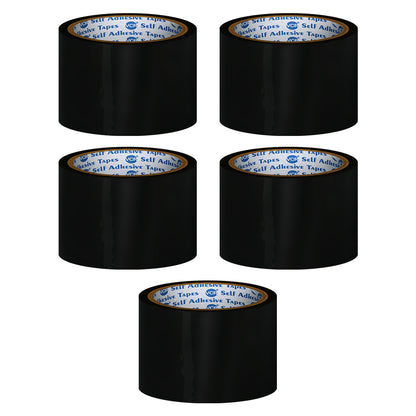 VCR Black Color Tape - 50 Meters in Length - 60mm / 2.5" Width - BOPP Self Adhesive Tape for Arts and Craft use, Box Packing, Office and Home use